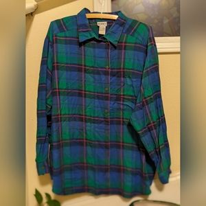Koret Women's 2X tunic blue plaid button down